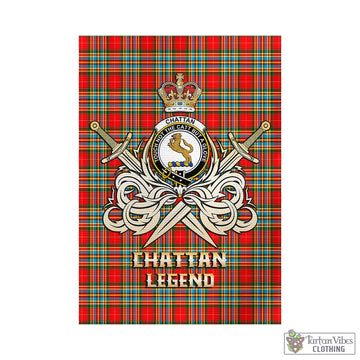 Chattan Tartan Garden Flag with Clan Crest and the Golden Sword of Courageous Legacy