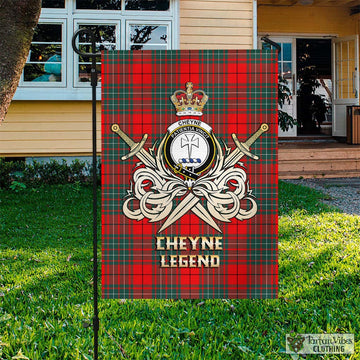 Cheyne Tartan Garden Flag with Clan Crest and the Golden Sword of Courageous Legacy