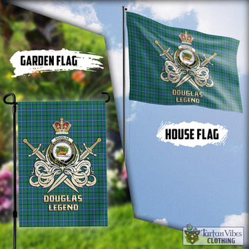 Douglas Ancient Tartan Flag with Clan Crest and the Golden Sword of Courageous Legacy