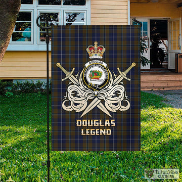 Douglas Brown Tartan Flag with Clan Crest and the Golden Sword of Courageous Legacy