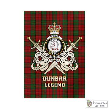 Dunbar Tartan Garden Flag with Clan Crest and the Golden Sword of Courageous Legacy