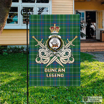 Duncan Ancient Tartan Flag with Clan Crest and the Golden Sword of Courageous Legacy