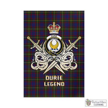 Durie Tartan Garden Flag with Clan Crest and the Golden Sword of Courageous Legacy