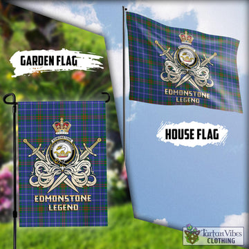 Edmonstone Tartan Flag with Clan Crest and the Golden Sword of Courageous Legacy