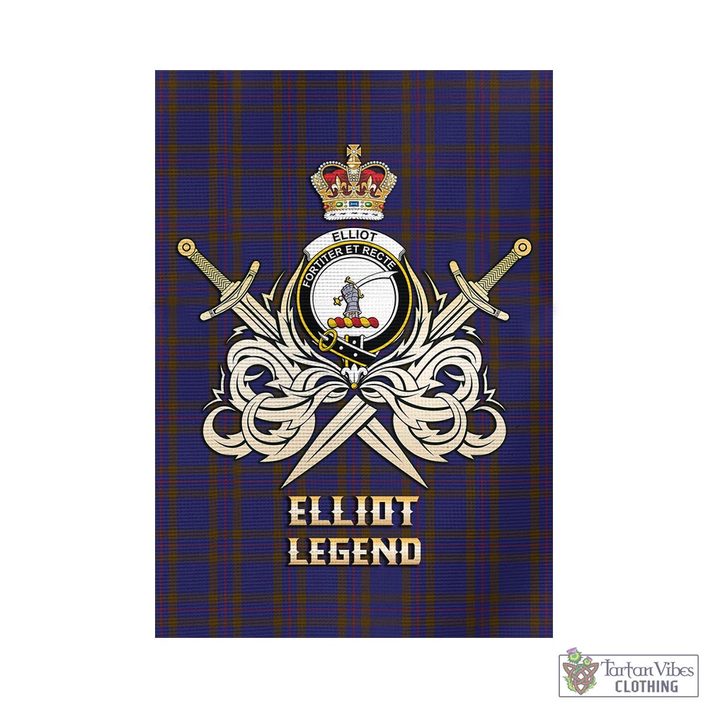 elliot-tartan-flag-with-clan-crest-and-the-golden-sword-of-courageous-legacy
