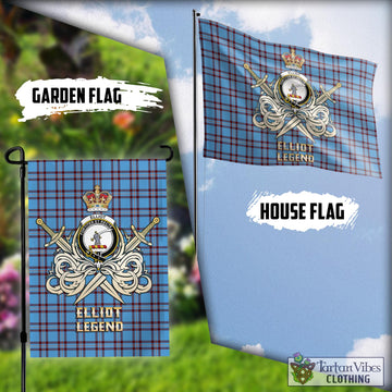 Elliot Ancient Tartan Flag with Clan Crest and the Golden Sword of Courageous Legacy