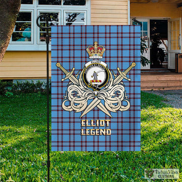 Elliot Ancient Tartan Flag with Clan Crest and the Golden Sword of Courageous Legacy