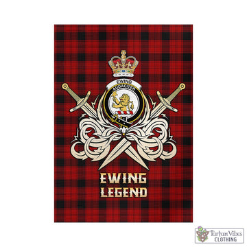 Ewing Tartan Garden Flag with Clan Crest and the Golden Sword of Courageous Legacy