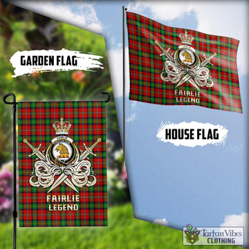 Fairlie Modern Tartan Flag with Clan Crest and the Golden Sword of Courageous Legacy