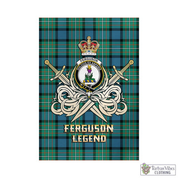 Ferguson (Fergusson) Tartan Garden Flag with Clan Crest and the Golden Sword of Courageous Legacy