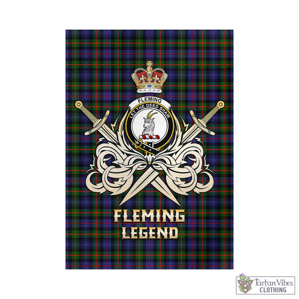 fleming-tartan-flag-with-clan-crest-and-the-golden-sword-of-courageous-legacy