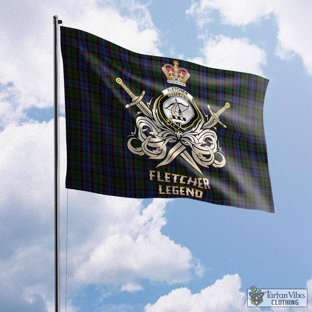 fletcher-tartan-flag-with-clan-crest-and-the-golden-sword-of-courageous-legacy