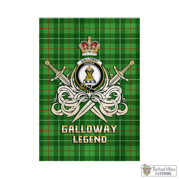 Galloway Tartan Garden Flag with Clan Crest and the Golden Sword of Courageous Legacy