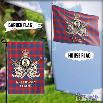 Galloway Red Tartan Flag with Clan Crest and the Golden Sword of Courageous Legacy