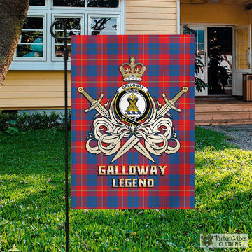 Galloway Red Tartan Flag with Clan Crest and the Golden Sword of Courageous Legacy