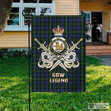 Gow Hunting Tartan Flag with Clan Crest and the Golden Sword of Courageous Legacy