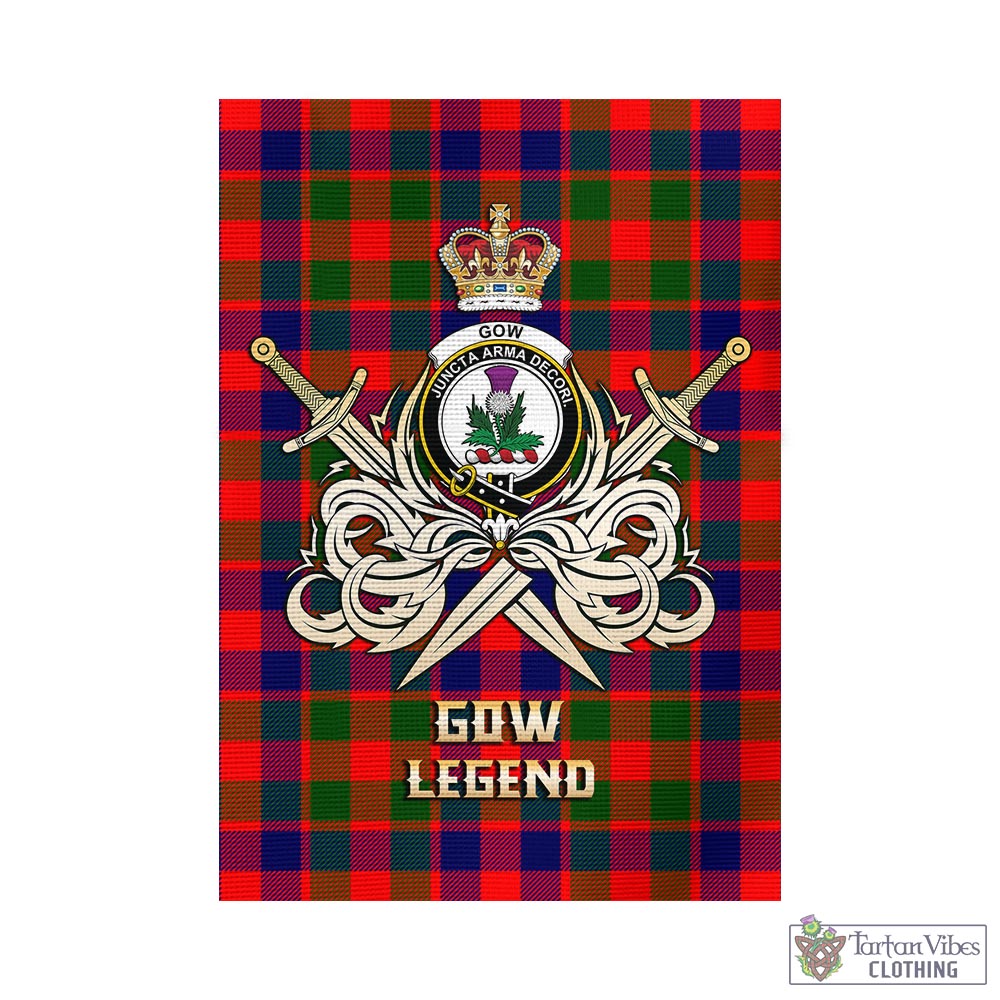 gow-of-skeoch-tartan-flag-with-clan-crest-and-the-golden-sword-of-courageous-legacy