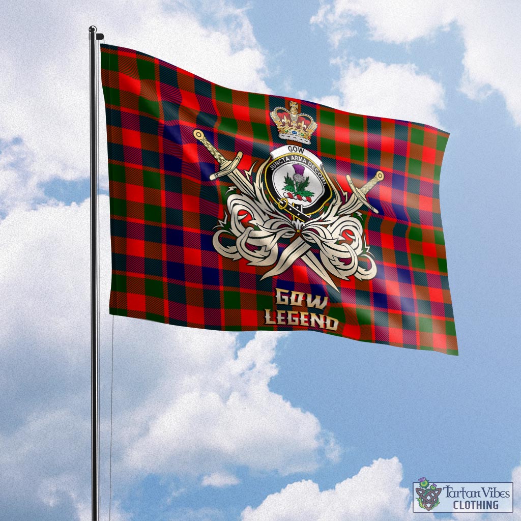 gow-of-skeoch-tartan-flag-with-clan-crest-and-the-golden-sword-of-courageous-legacy
