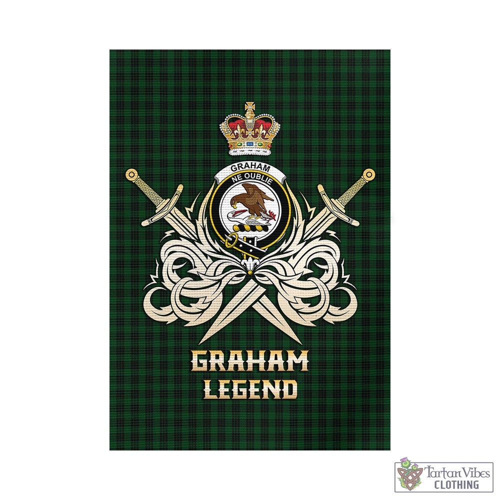 graham-tartan-flag-with-clan-crest-and-the-golden-sword-of-courageous-legacy