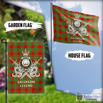 Grierson Tartan Flag with Clan Crest and the Golden Sword of Courageous Legacy
