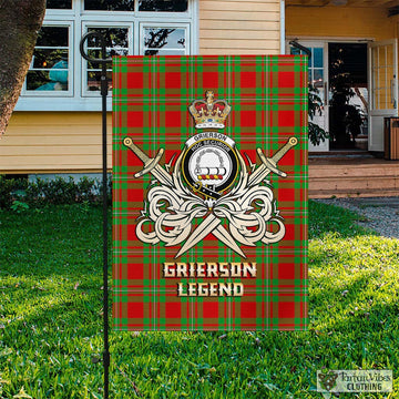Grierson Tartan Flag with Clan Crest and the Golden Sword of Courageous Legacy
