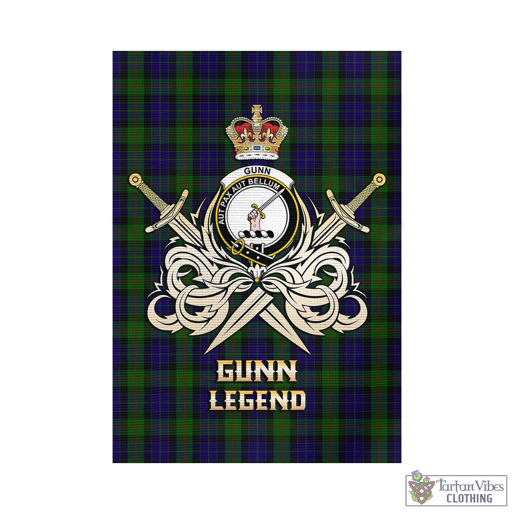 gunn-tartan-flag-with-clan-crest-and-the-golden-sword-of-courageous-legacy