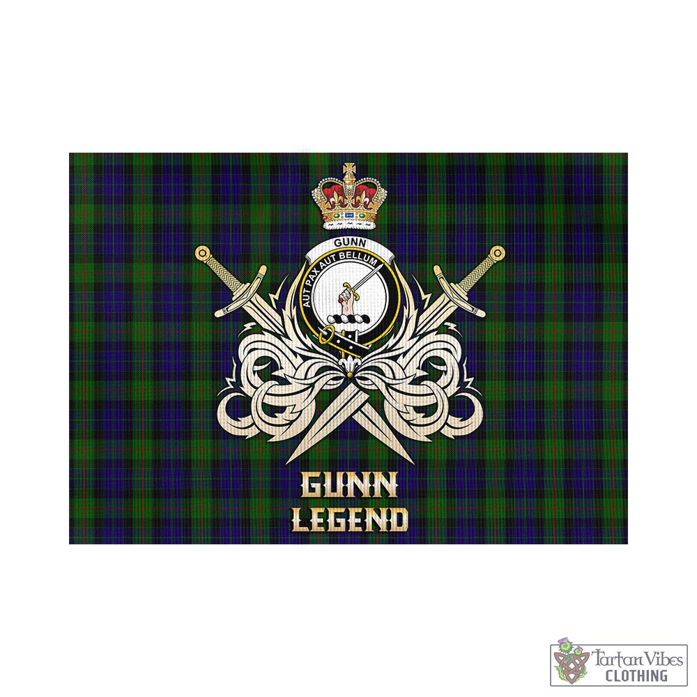 gunn-tartan-flag-with-clan-crest-and-the-golden-sword-of-courageous-legacy
