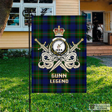 Gunn Modern Tartan Flag with Clan Crest and the Golden Sword of Courageous Legacy