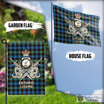 Guthrie Ancient Tartan Flag with Clan Crest and the Golden Sword of Courageous Legacy