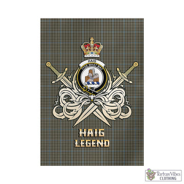 Haig Tartan Garden Flag with Clan Crest and the Golden Sword of Courageous Legacy