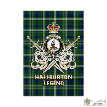 haliburton-tartan-flag-with-clan-crest-and-the-golden-sword-of-courageous-legacy