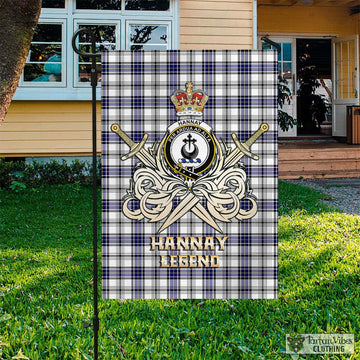Hannay Tartan Garden Flag with Clan Crest and the Golden Sword of Courageous Legacy