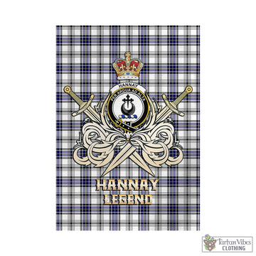 Hannay Tartan Garden Flag with Clan Crest and the Golden Sword of Courageous Legacy