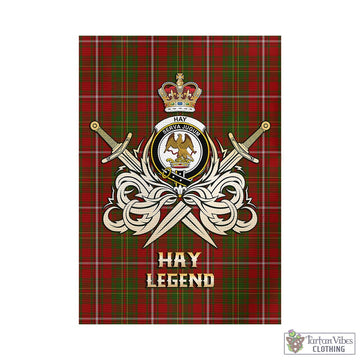 Hay Tartan Garden Flag with Clan Crest and the Golden Sword of Courageous Legacy