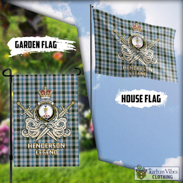 Henderson Dress Tartan Flag with Clan Crest and the Golden Sword of Courageous Legacy