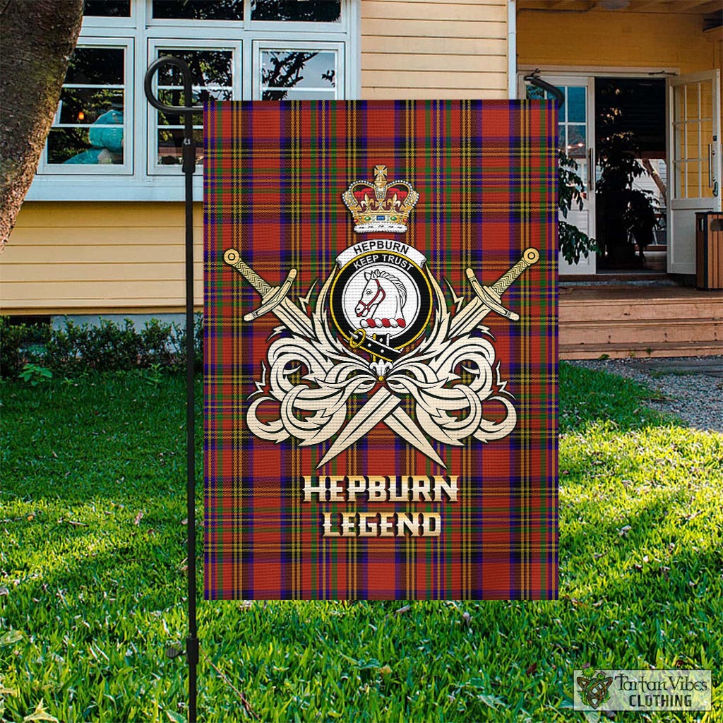 hepburn-tartan-flag-with-clan-crest-and-the-golden-sword-of-courageous-legacy