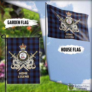 Home Tartan Flag with Clan Crest and the Golden Sword of Courageous Legacy