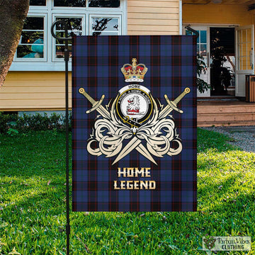 Home Tartan Flag with Clan Crest and the Golden Sword of Courageous Legacy