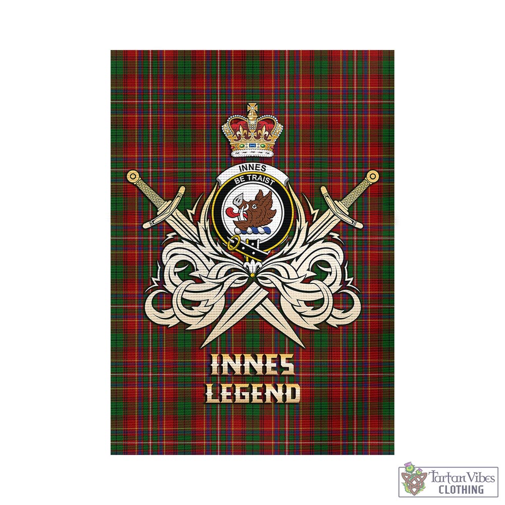 innes-tartan-flag-with-clan-crest-and-the-golden-sword-of-courageous-legacy