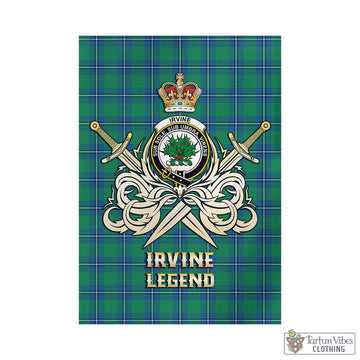 Irvine Tartan Garden Flag with Clan Crest and the Golden Sword of Courageous Legacy