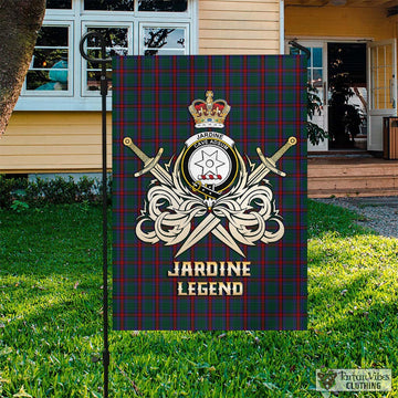 Jardine Dress Tartan Flag with Clan Crest and the Golden Sword of Courageous Legacy