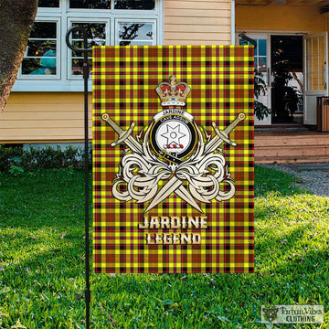 Jardine Modern Tartan Flag with Clan Crest and the Golden Sword of Courageous Legacy