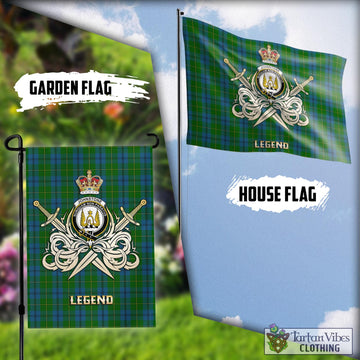 Johnstone-Johnston Tartan Flag with Clan Crest and the Golden Sword of Courageous Legacy