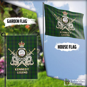 Kennedy Tartan Flag with Clan Crest and the Golden Sword of Courageous Legacy