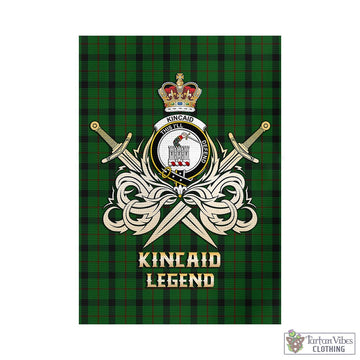 Kincaid Tartan Garden Flag with Clan Crest and the Golden Sword of Courageous Legacy
