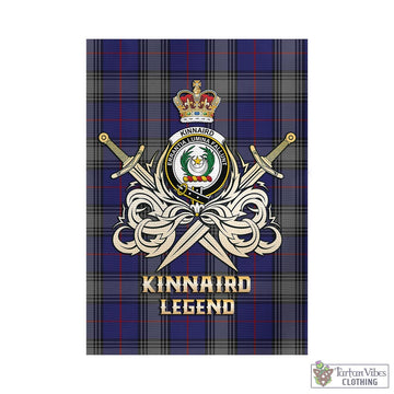 Kinnaird Tartan Garden Flag with Clan Crest and the Golden Sword of Courageous Legacy