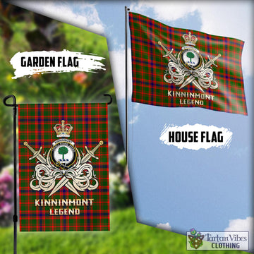 Kinninmont Tartan Flag with Clan Crest and the Golden Sword of Courageous Legacy