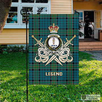 Kirkpatrick Tartan Flag with Clan Crest and the Golden Sword of Courageous Legacy