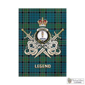 Kirkpatrick Tartan Garden Flag with Clan Crest and the Golden Sword of Courageous Legacy
