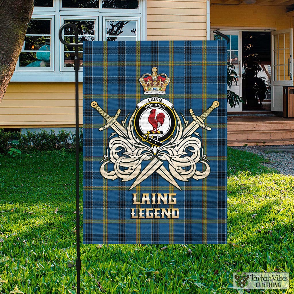 laing-tartan-flag-with-clan-crest-and-the-golden-sword-of-courageous-legacy